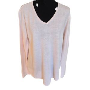 Marled Reunited Clothing Womens Soft Light Pink V Neck Pullover Sweater Size Lar